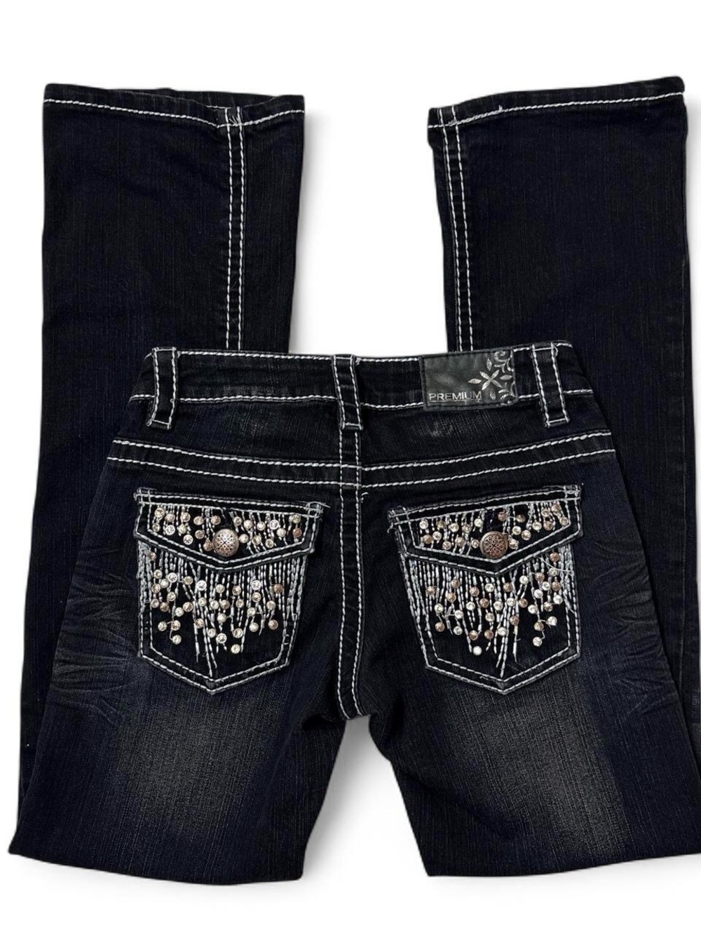 2000s low rise Jeans with gem Embellished Back Pockets